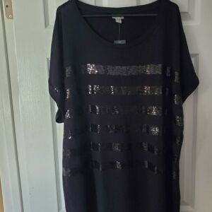 Avenue Blouse With Shimmering Discs In A Striped Pattern